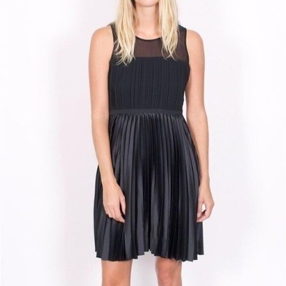 H&M Black Pleated Cocktail Party Dress Size Small - Picture 1 of 12
